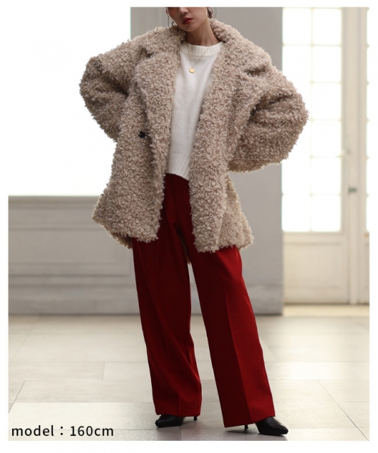 プードル団長 フェイクファーボリュームミドルコート ／ fake fur volume middle coat