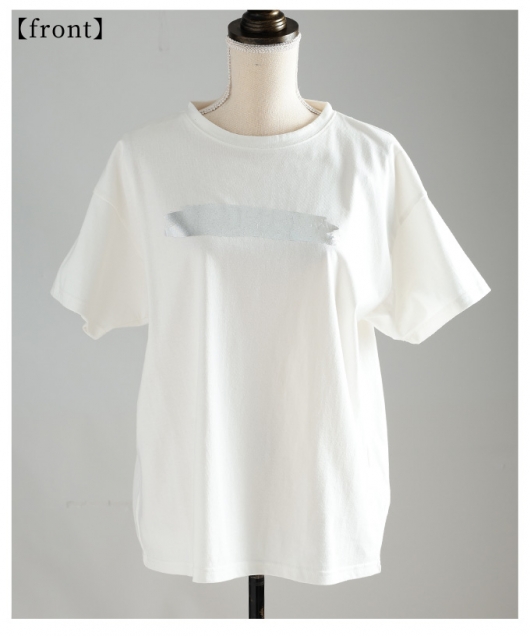 レディース 大人 上品 ヴィンテージなペイント箔オーバーサイズT