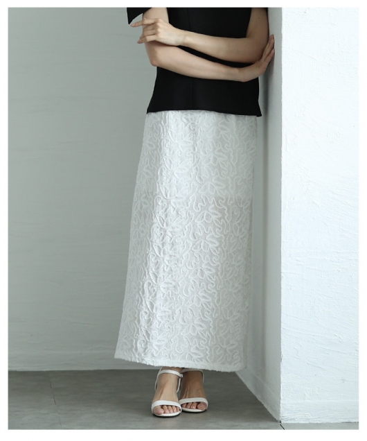 コードレースペンシルスカート コードレースタイトスカート （GREY BEIGE）