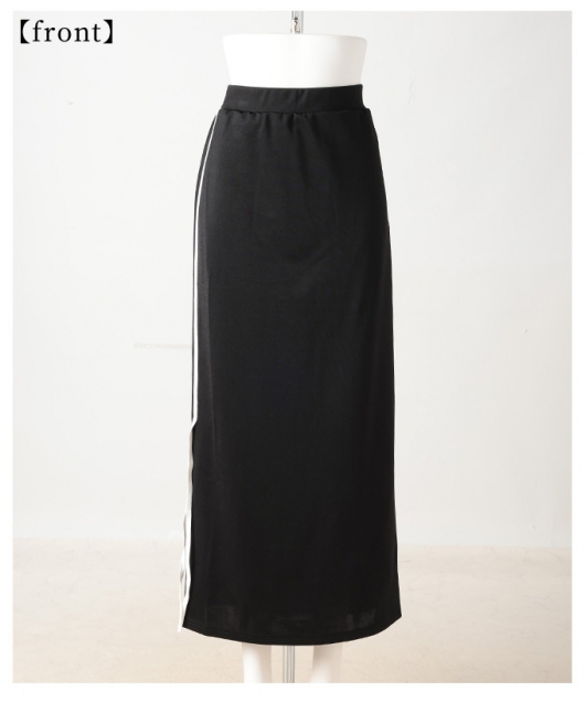 レディース 大人 上品 スポーティーなサイドラインジャージナロー