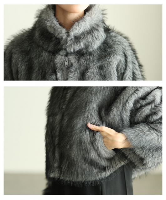 グレー フェイクファーコート ショート丈 UNITED ARROWS 