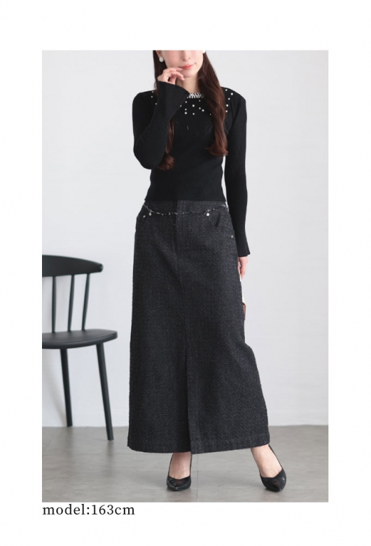 ラウンジドレス　デニムストレートスカート デニムストレートスカート | LOUNGEDRESS(ラウンジドレス