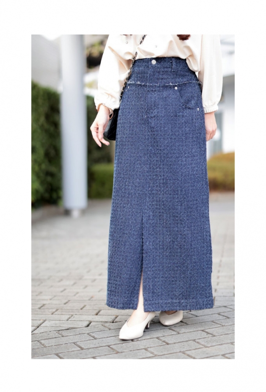 送料関税込■SPORTMAX■Votoコットンブレンドデニムミディドレス Voto ruched denim midi dress in blue - Sportmax | Mytheresa