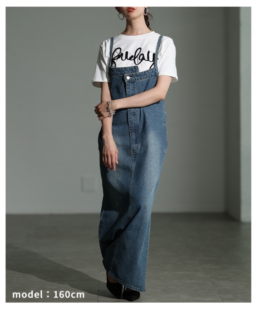 UN3D アシンメトリーデニムドレス　デニムサロペットスカート　デニムスカート UN3D アシンメトリーデニムドレス デニムサロペットスカート