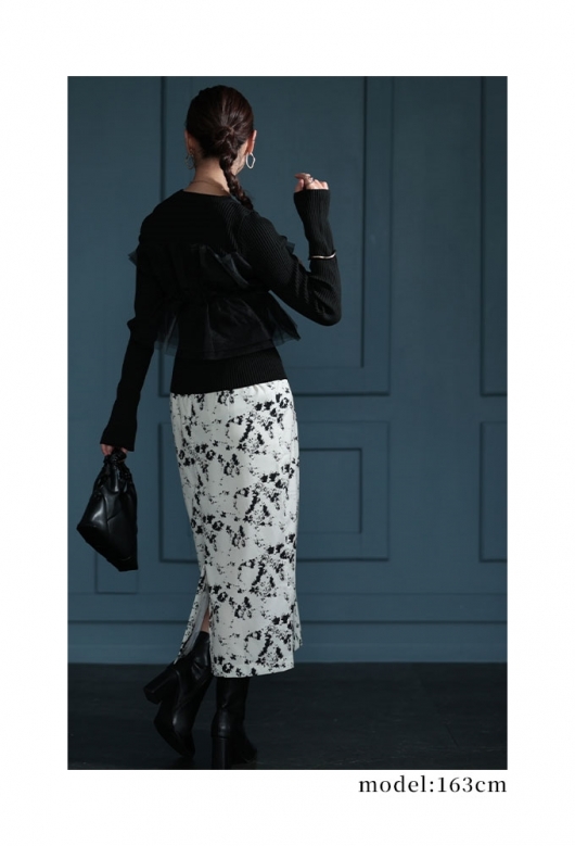 レディース 大人 モード 大人スイートを目指すチュールフリル異素材