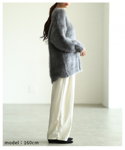 レディース 大人 上品 ネコヤーンVネックニットプルオーバー aldt