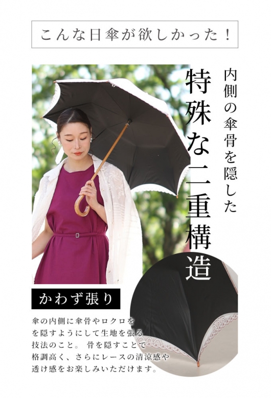 レディース 大人 上品 洋服にも和服にも似合う四君子刺繍日傘
