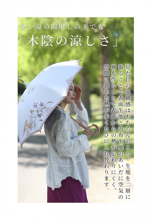 レディース 大人 上品 洋服にも和服にも似合う四君子刺繍日傘 レディース 大人 上品 洋服にも和服にも似合う四君子刺繍日傘