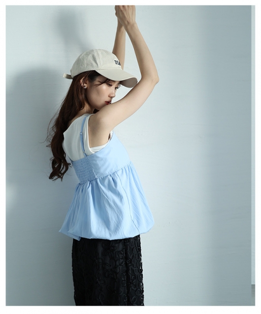 新品　今季新作　メゾンドドルチェ　バロンキャミ　S　バルーン裾　夏服　重ね着 裾バルーンミニキャミワンピース(M BEIGE): ワンピース｜PMbox