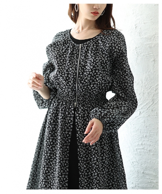 シフォンループ シフォンワンピースドレス/レイヤード/透け感/谷間見せ/背中隠し