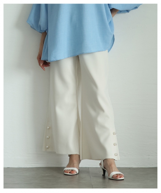 【美品】MUVEIL ミュベール スズランレース フレアパンツ　カジュアルパンツ MUVEIL（ミュベール）MA224FP003 ピローレースパンツ[FINAL SALE