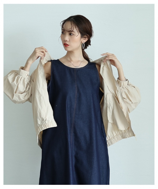 レディース 大人 上品 デニムで垢抜けるベーシックなノースリーブ