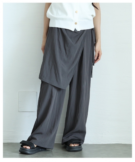 LIMI few / ラップ風カフェパンツ LIMI few / ラップ風カフェパンツ 綿100％ラップ風カフェパンツ