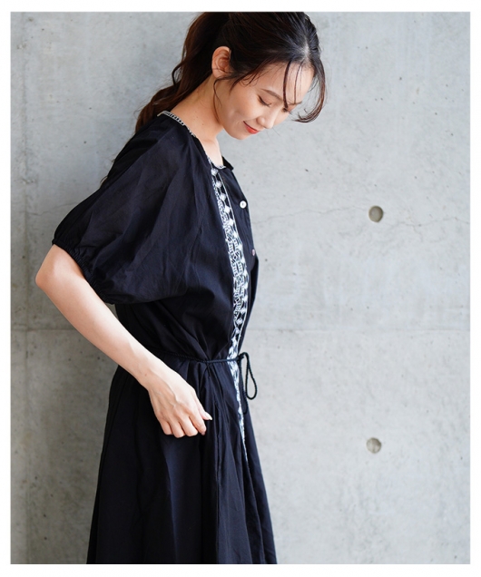 レディース 大人 上品 自然を感じるエスニック刺繍のインド綿