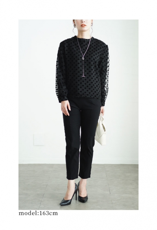 sheller ドットシアークロップドトップス レディース 大人 上品 レディに決まるドット柄シアートップス
