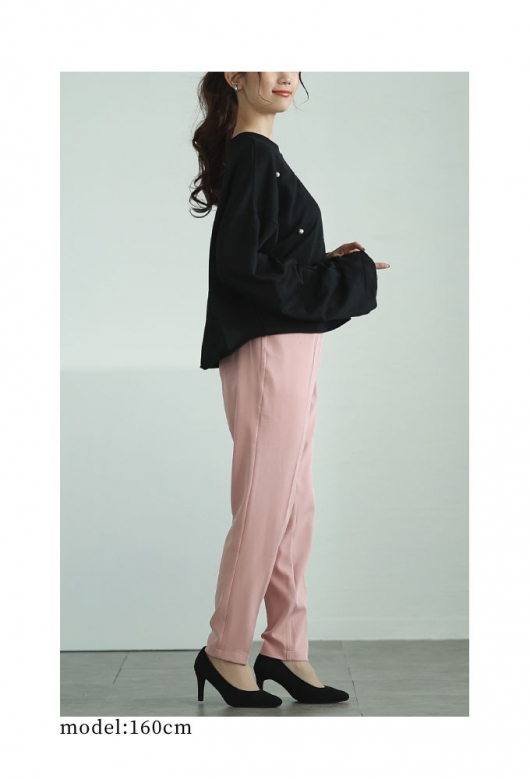 レディース 大人 上品 パールデコレーションプルオーバートップス