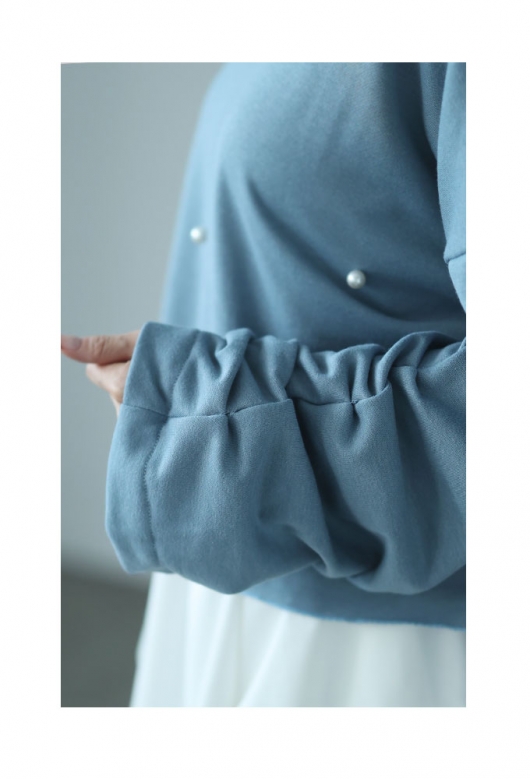 レディース 大人 上品 パールデコレーションプルオーバートップス