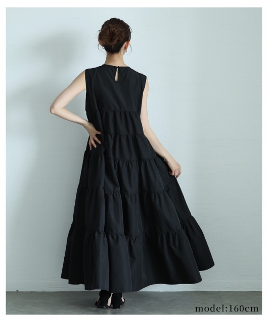 レディース 大人 上品 パールが煌めくノースリーブティアード