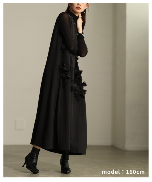 レディース 大人 上品 立体花柄ノースリーブワンピース【11月19日20時