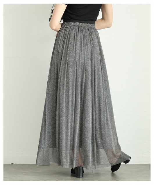 レディース 大人 上品 煌めくラメ入りシアーニットギャザー