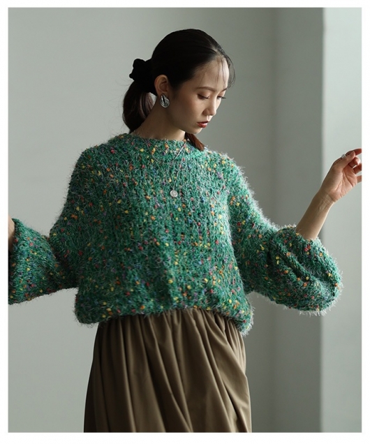 レディース 大人 上品 カラフルネップMIXニットトップス【12月27日20時