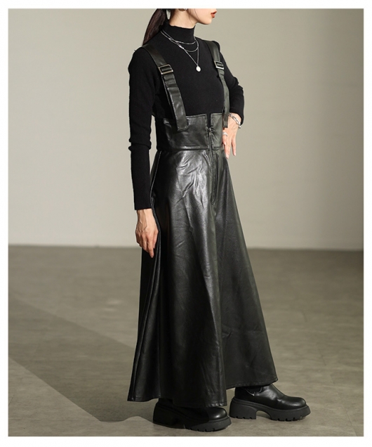 レディース 大人 上品 フェイクレザージャンパースカート 【12月22日20