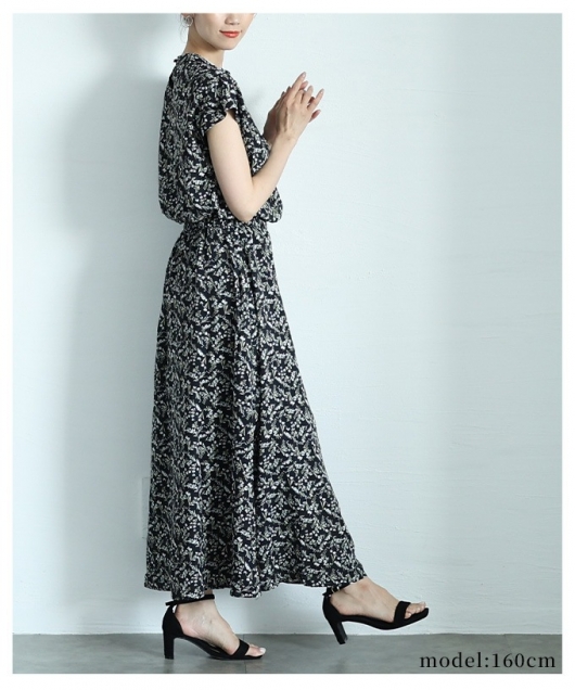 総柄　ワンピース リリーオブバリー Lily of Valley 小花柄 カシュクール シフォン