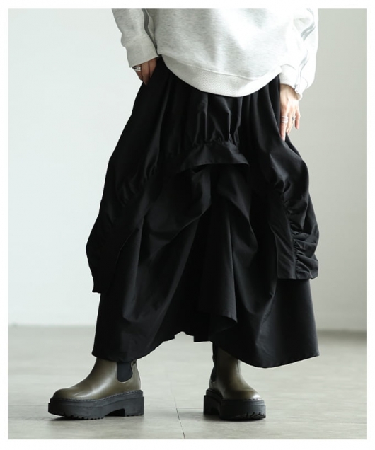 レディース 大人 上品 アシンメトリーフレアスカート almam-330361