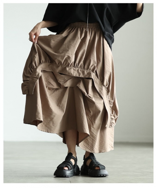 レディース 大人 上品 アシンメトリーフレアスカート almam-330361