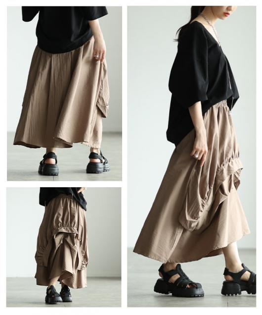 レディース 大人 上品 アシンメトリーフレアスカート almam-330361