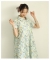 水彩画風花柄フレンチコットンシャツワンピース 水彩画風花柄フレンチコットンシャツワンピース