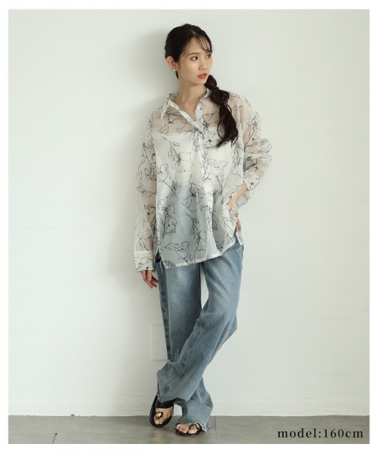 新品 9733 L フロッキー 花模様 オーバー 売れ筋商品|||ブラウス アイボリー系 春 夏 秋 レディース 綿100％ コットン シャツ 上品 50代 60代 70代 Sawa a la mode ブラウス レディース トップス ホワイト 花柄
