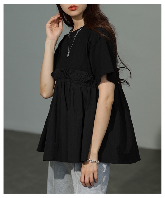 美品✨アメノチハレ　ドット　ペプラム　 Tシャツ　ブラック イベントセール】 レディース 大人 上品 ペプラムドッキングTシャツ