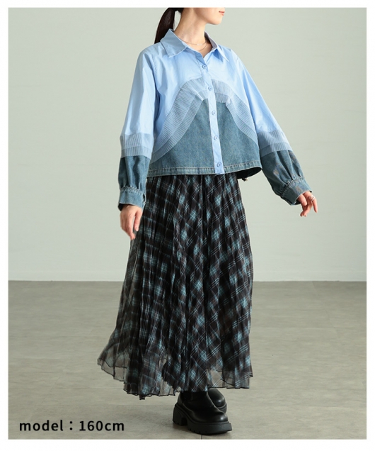 レディース 大人 上品 チェック柄シフォンフレアスカート almam-52018