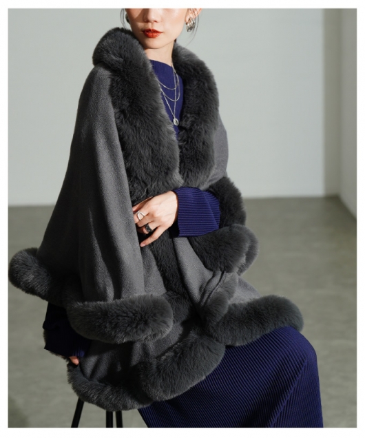 レディース 大人 上品 フェイクファーポンチョ【12月6日20時販売新作