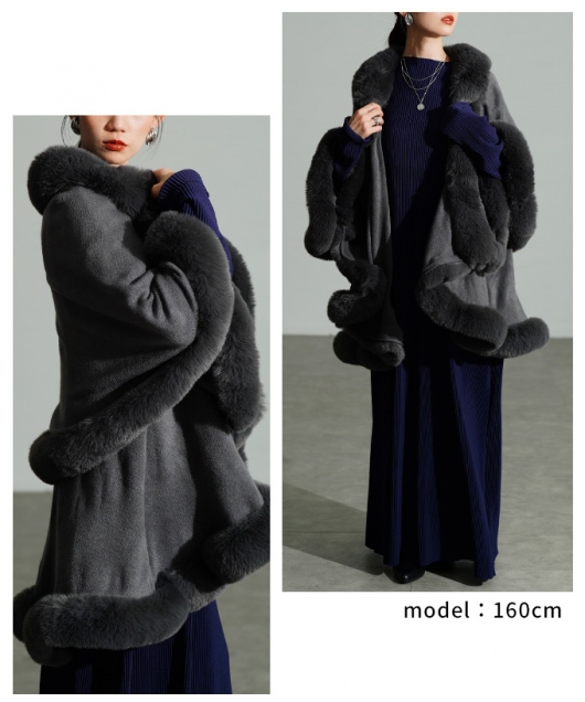 レディース 大人 上品 フェイクファーポンチョ【12月6日20時販売新作