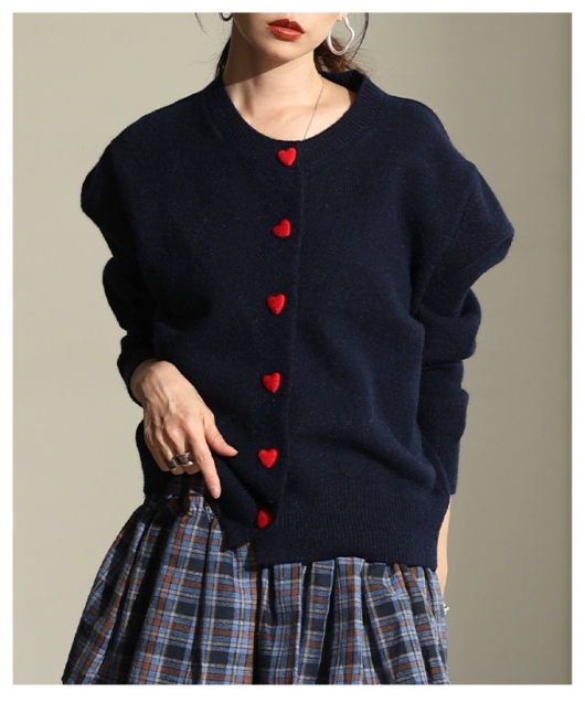 レディース 大人 上品 ハートボタンカーディガン 【12月1日20時販売