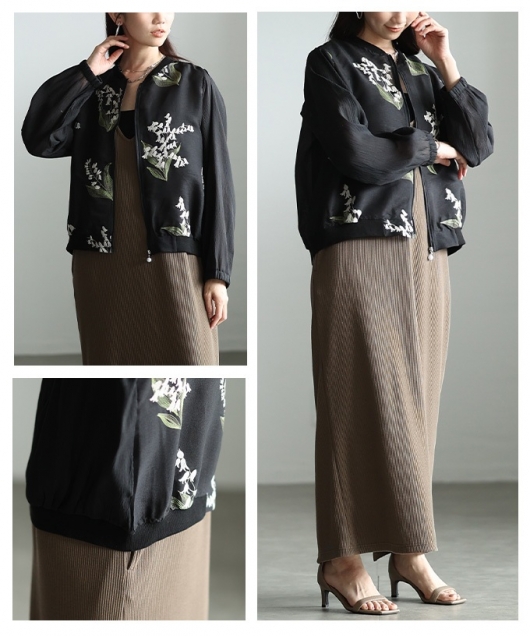 美品 MARELLA MaxMara シアーブルゾン フード ジップアップ L レディース 大人 上品 スズラン刺繍ジップアップシアーブルゾン【6月6