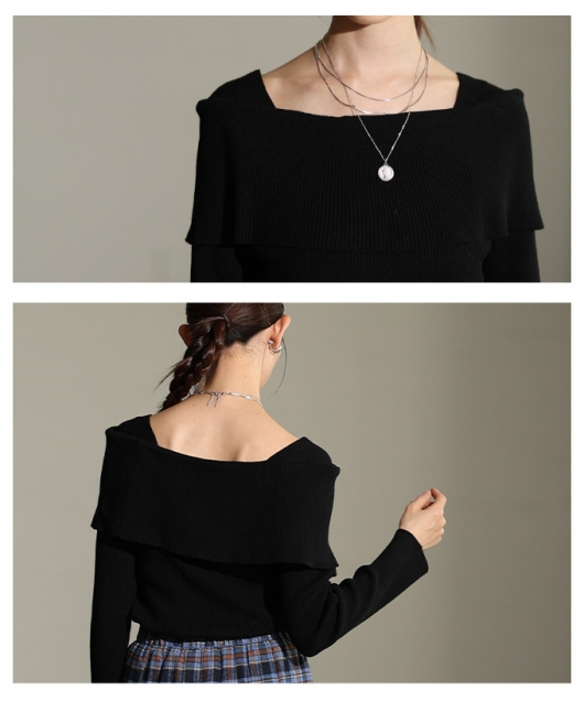 レディース 大人 上品 リボンブローチ付きオフショル風ニットトップス