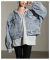 パフスリーブノーカラーデニムジャケット パフスリーブノーカラーデニムジャケット