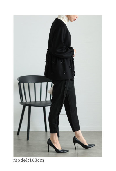 レディース 大人 上品 裾リボンフレアパーカートップス almam-86032 レディース 大人 上品 裾リボンフレアパーカートップス almam-86032