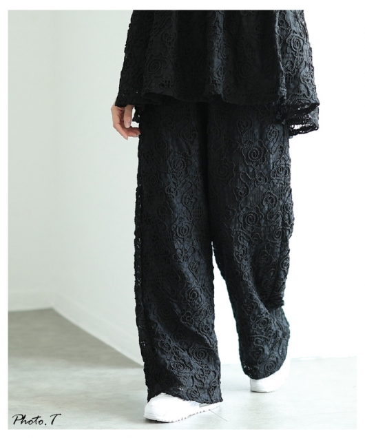 Y's ワイズ //墨流し(マーブル様デザイン)デザインパンツ size2 黒 WOOL/POLYESTER TROPICAL CLOTH + INDIAN BLOCK PAISLEY PRINT