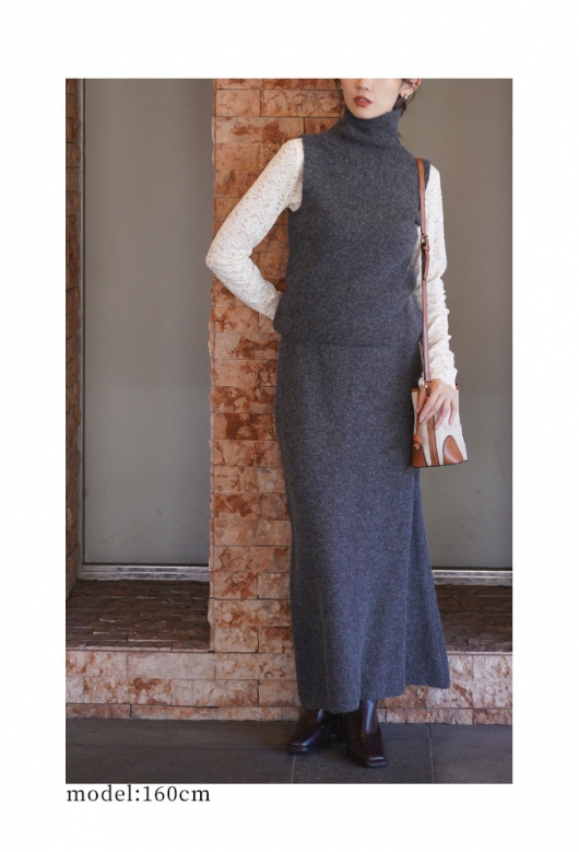 レディース 大人 上品 コーデの幅広がるニットセットアップ almam-933