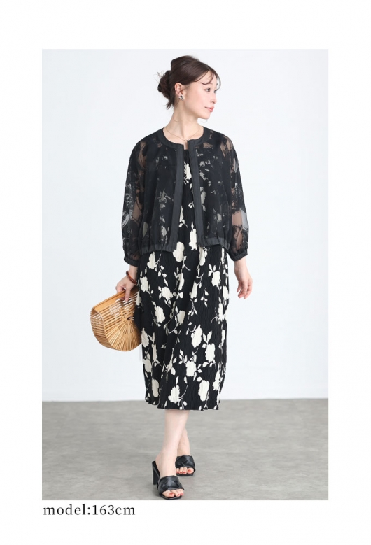 ♪新品　ボリューム　フラワー　レース　ジャケット シャツ　シアー　白　カーキ 10234217c10.jpg