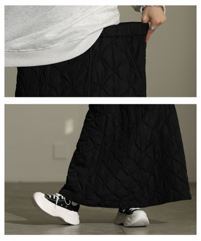 レディース 大人 上品 軽いのに暖かなボール刺繍キルティングスカート