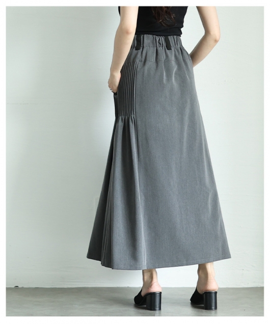 レディース 大人 上品 サイド切替プリーツ配色パイピングフレア