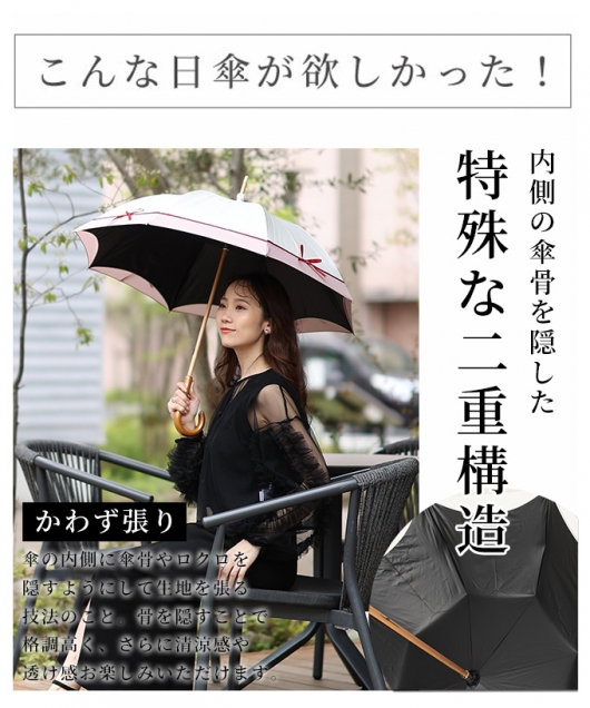 UVカット99.9%リボンモチーフ晴雨兼用日傘