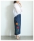 花を添えたインド手刺繍デニムワイドパンツ