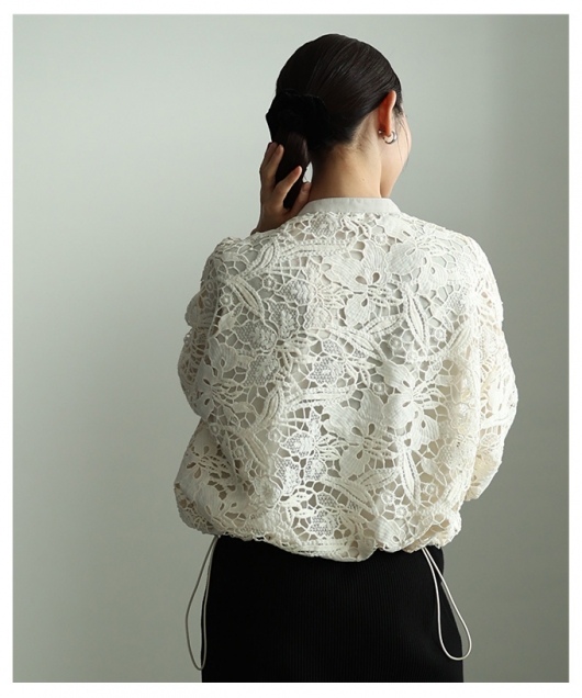 花柄 レース 刺繍 ジップアップ ブルゾン GOLDJAPAN（ゴールドジャパン） 大きいサイズ レディース アウター