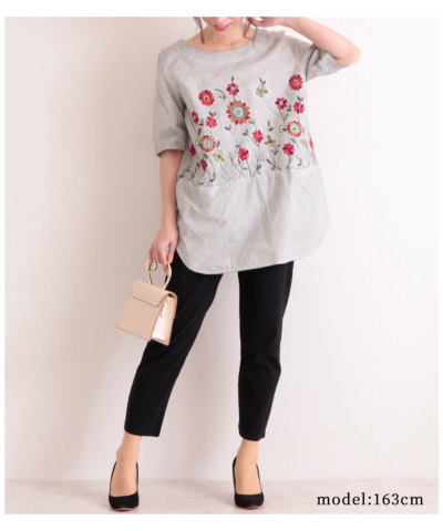 イベントセール】 レディース 大人 上品 レトロフラワー刺繍半袖